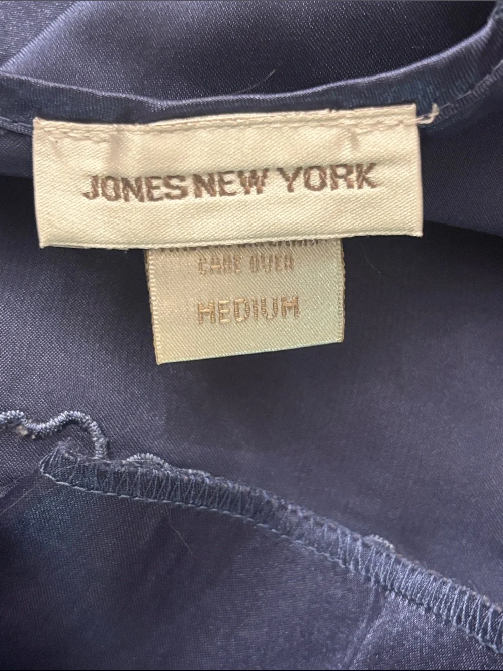 Jones New York Navy Slip Dress with Embroidered Trim - Picture 2 of 4
